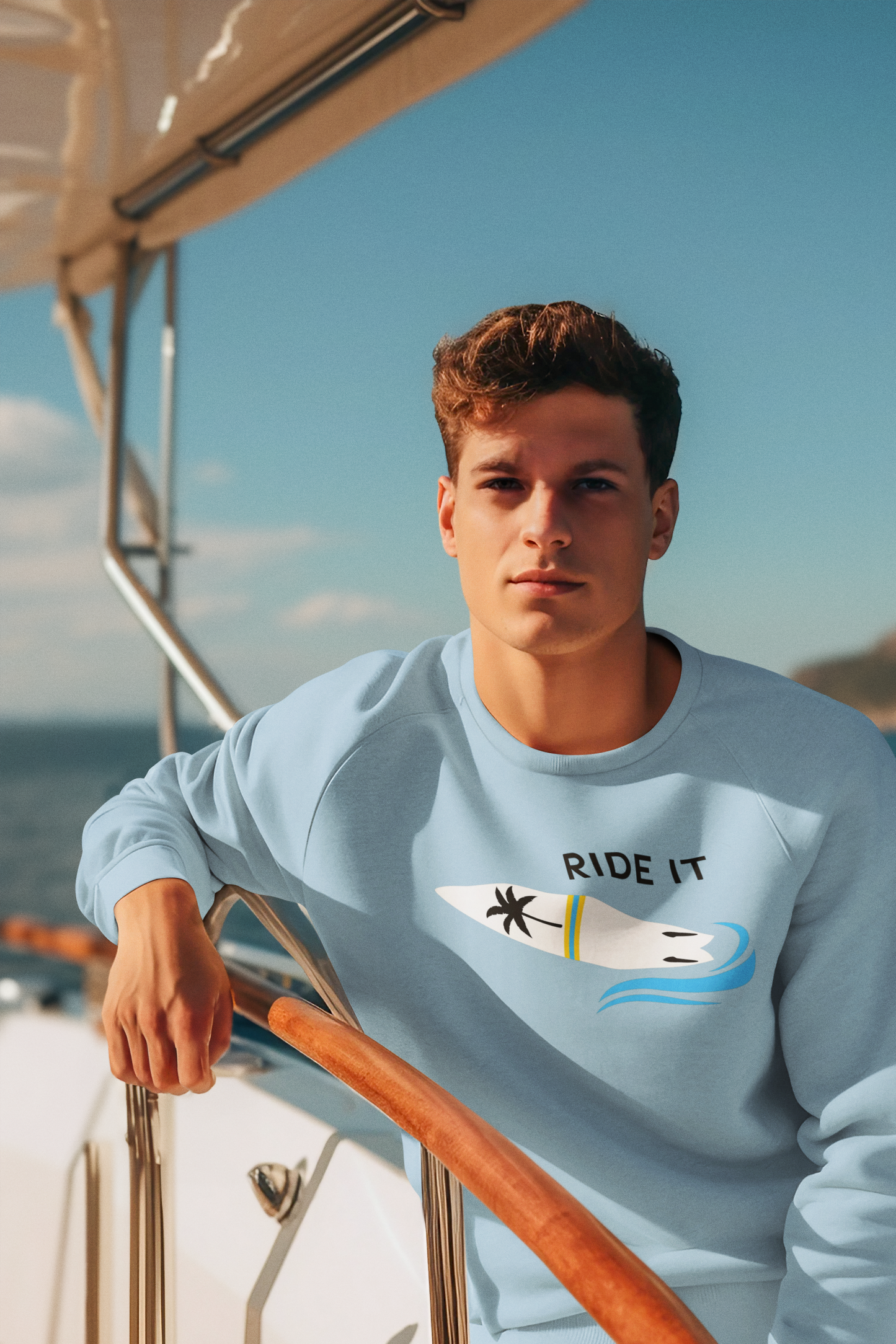 Ride it Garment-Dyed Sweatshirt- Chambray