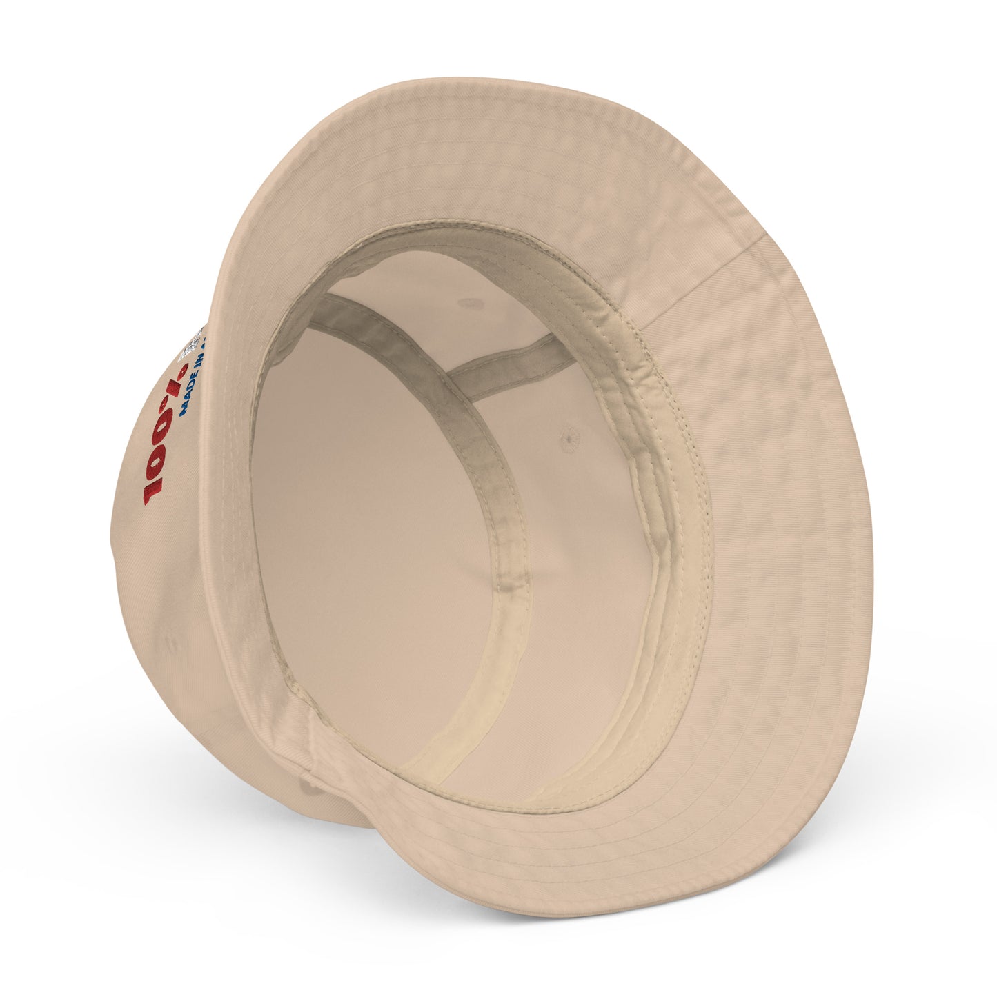 100% Man USA Organic Bucket Hat- Red, White & Blue Design