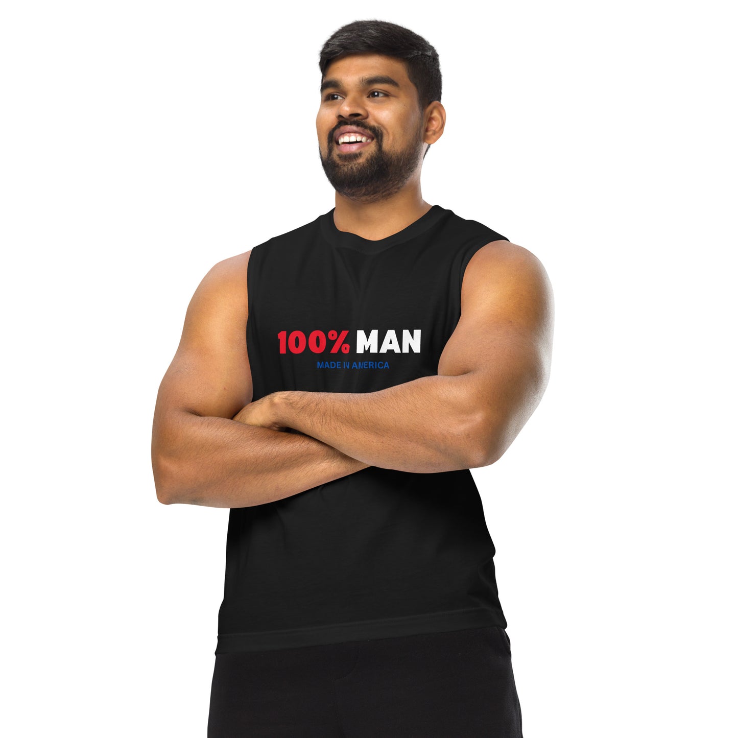 100% Man USA Muscle Shirt- Red, White & Blue Design
