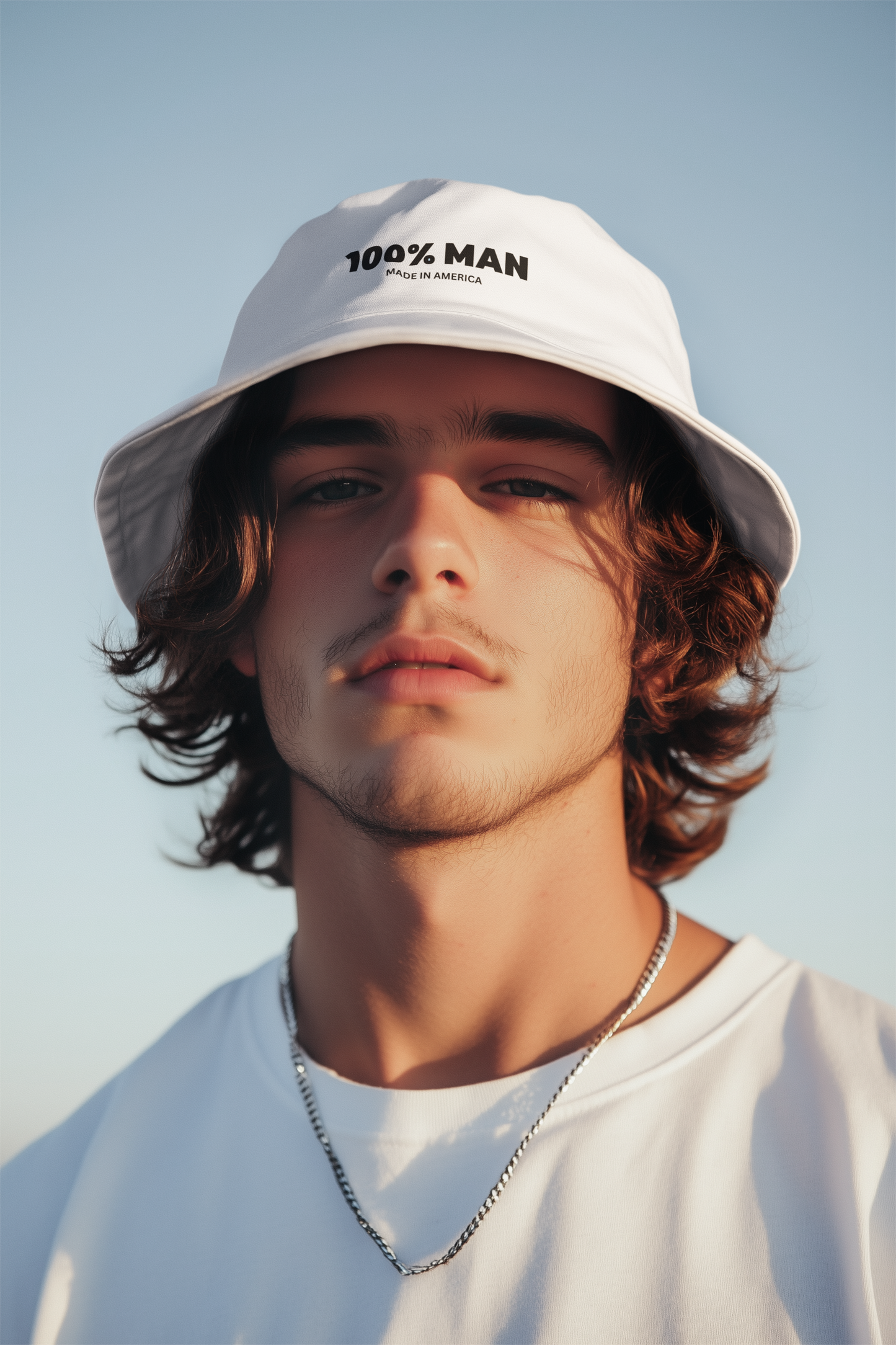 100% Man USA Organic Bucket Hat- Black Design