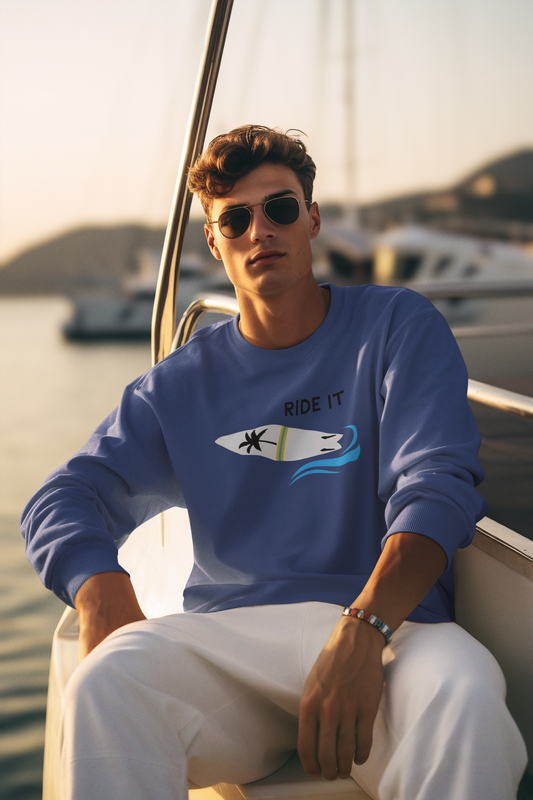 Ride it Garment-Dyed Sweatshirt- Flo Blue