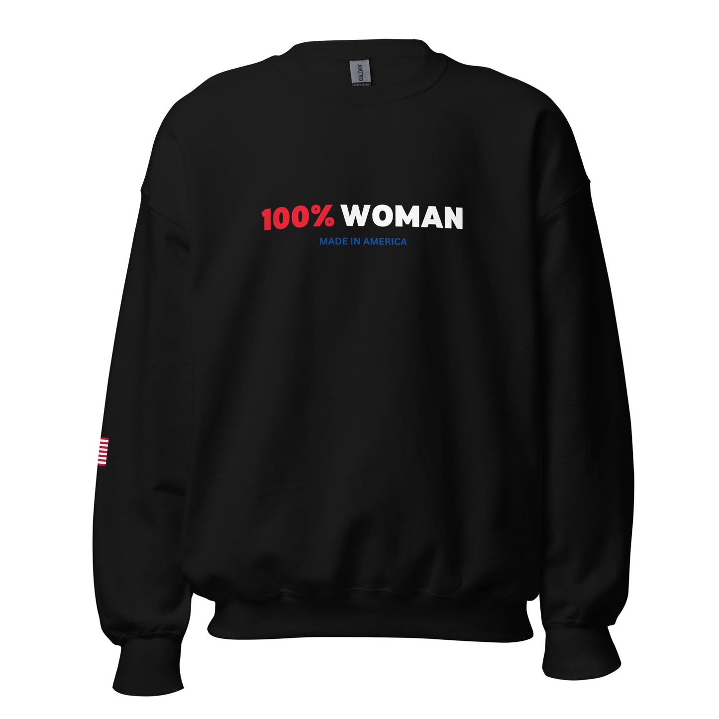 100% Woman USA Sweatshirt- Red, White & Blue Design