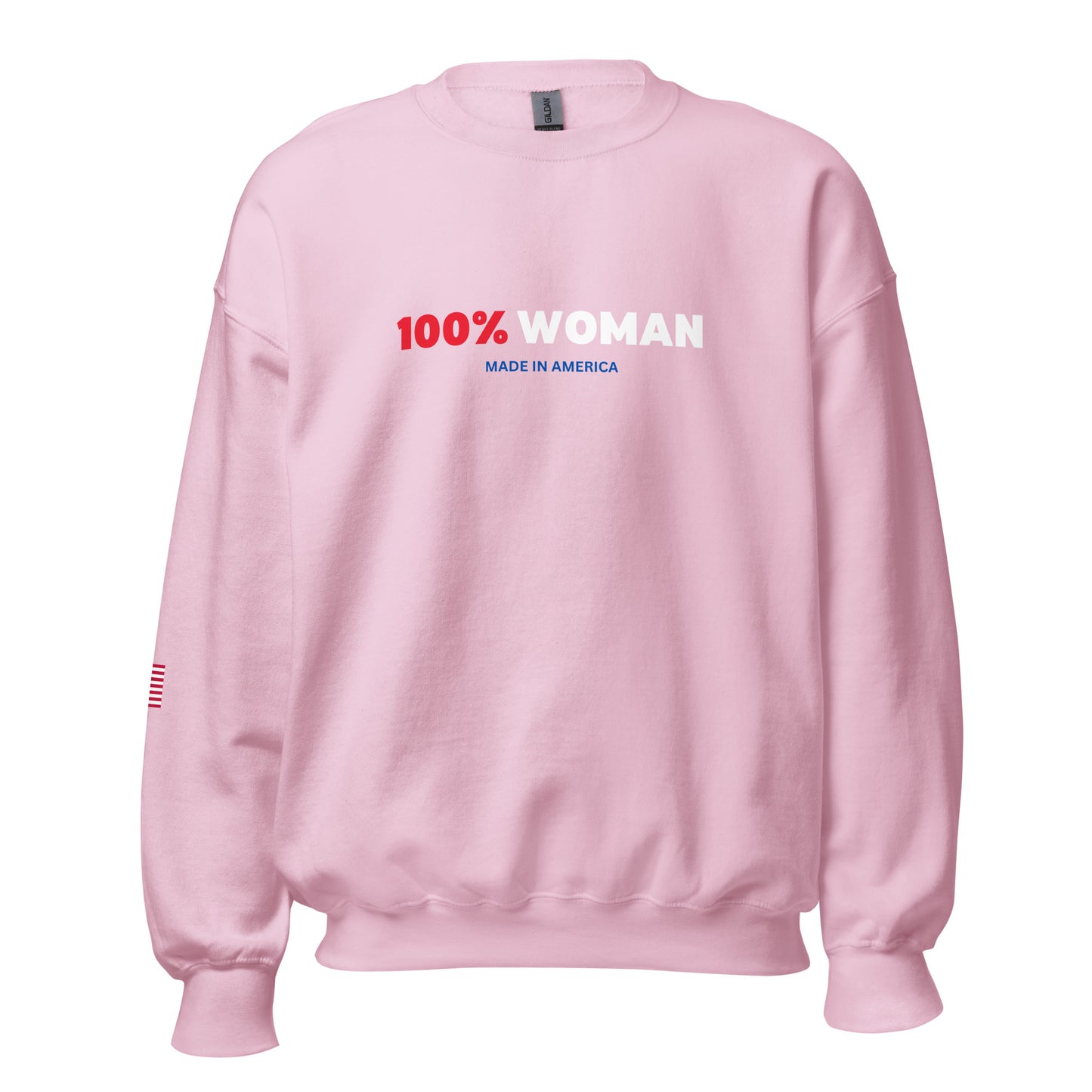 100% Woman USA Sweatshirt- Red, White & Blue Design