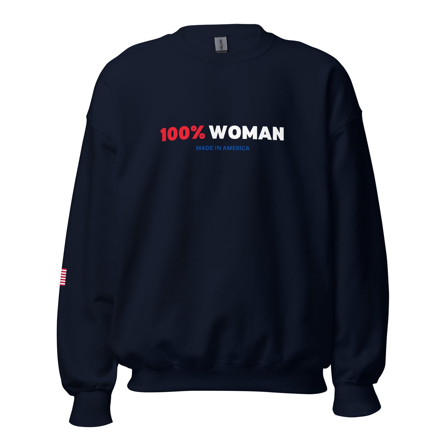 100% Woman USA Sweatshirt- Red, White & Blue Design